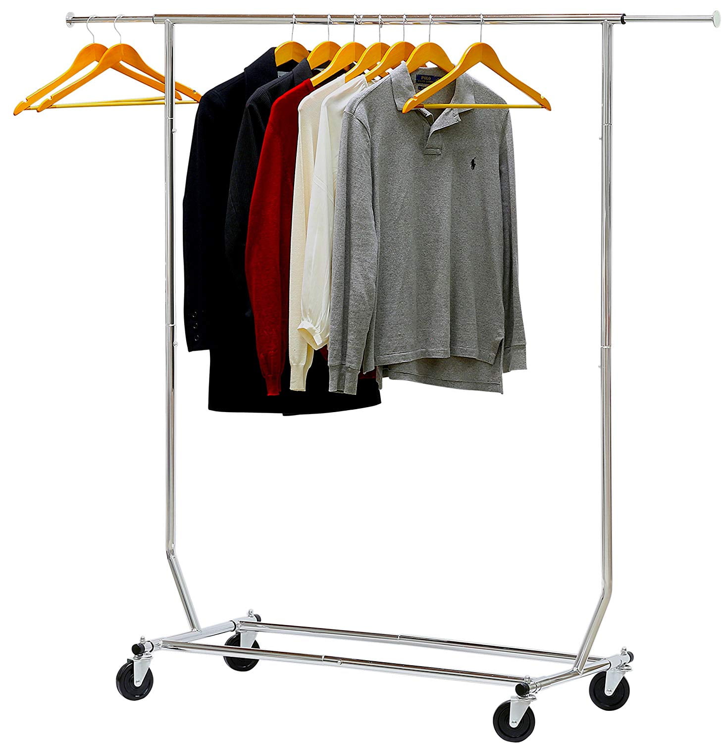 Heavy Duty Clothes Rack, Single Rail Garment Rack with Wheels