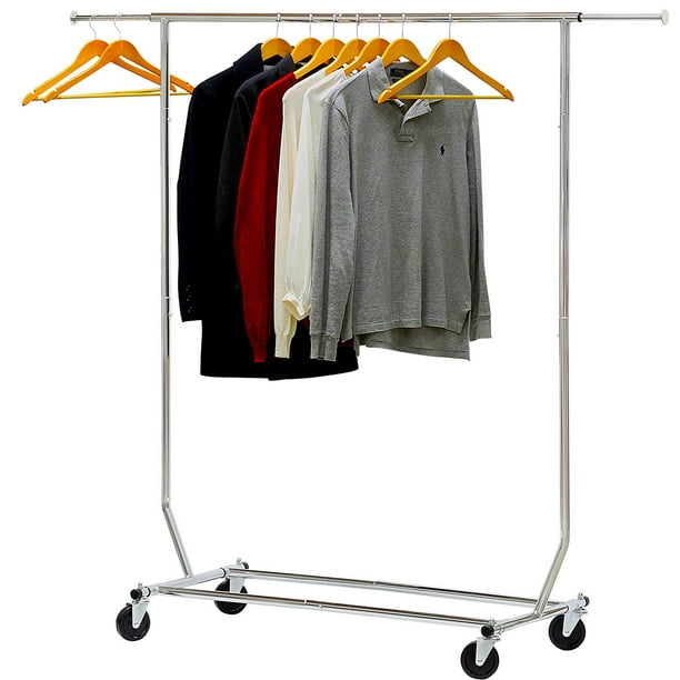 Heavy Duty Clothes Rack, Single Rail Garment Rack with Wheels