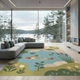 thumbnail image 2 of ODIKA 8'x10' Washable Area Rug Durable, Non-Slip Blue Green Pastel and Nature Scene Design Illustrative Pond Life with Ducks Turtle for Living Room, Under Sectional, Family, 2 of 7