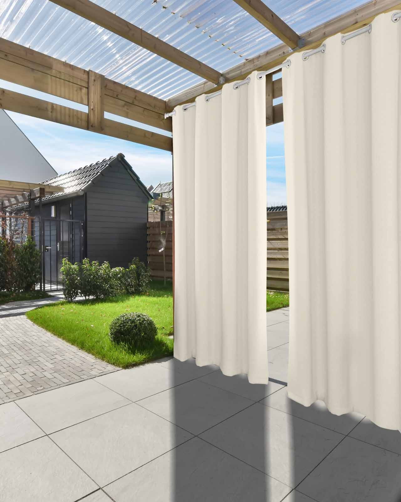 nqOlkjepod Outdoor Curtains for Patio Waterproof, Cream Outdoor Privacy Panels Grommet, Modern Pure Beige Blackout Outside Curtains for Porch/Cabana/Pergola/Gazebo 54"x108", 1 Panel