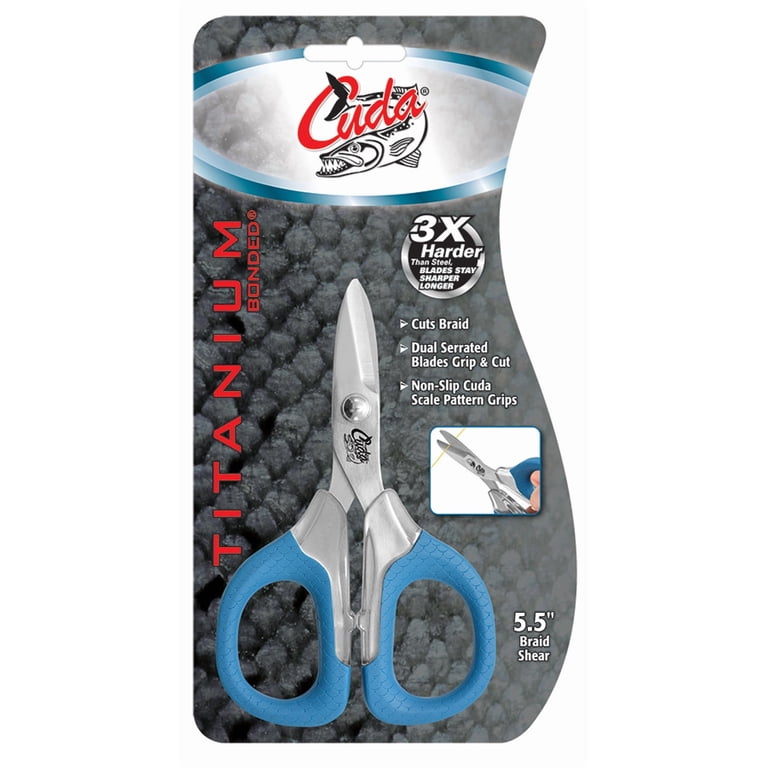 Cuda 5.5 Inch Fishing Scissors with Non-Slip Handles and Titanium