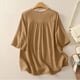 thumbnail image 5 of mfyjkho Tops Para Hacer Ejercicio, Blusa De Mujer Con Cuello En V, Manga 3/4 Y Encaje Bordado De Imitación De Lino Tops Para Hacer Ejercicio Para Mujer L, 5 of 8