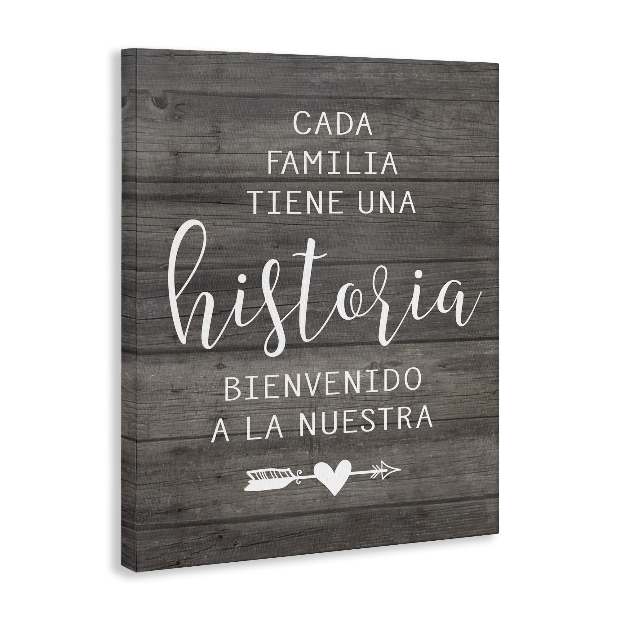 Stupell Industries Nuestra Historia Familiar Inspirational Quotes & Sayings Painting Wrapped Canvas Art Print Wall Art, 30 x 40