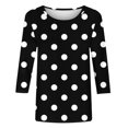thumbnail image 4 of Zpanxa Womens Tops Fashion 3/4 Sleeve Tops Loose Casual Crew Neck Print T-Shirt, 4 of 5