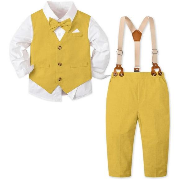 Traje SANGTREE de 5 piezas para niños, color amarillo limón, de 9 a 12 meses