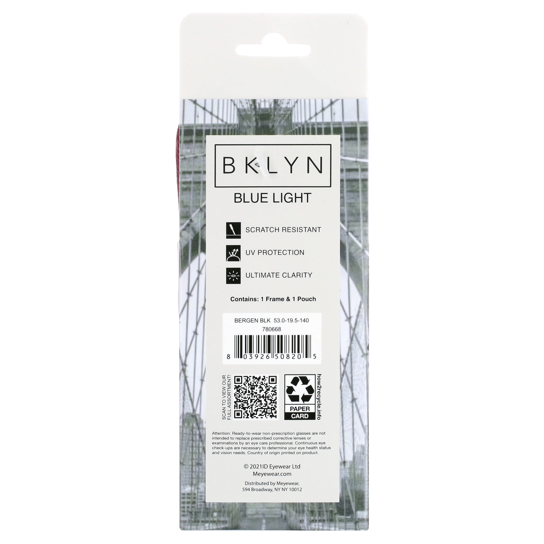 BKLYN Bergen Black Blue Light Protection Frames & Pouch