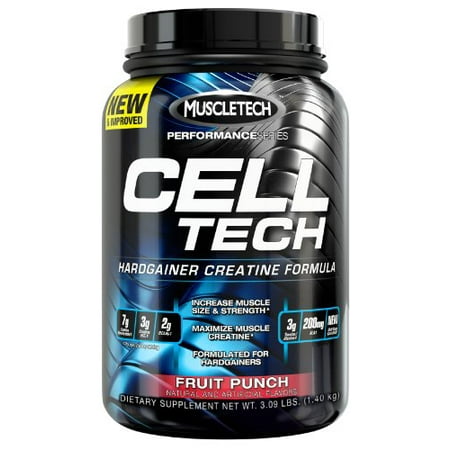 MuscleTech Cell Tech, Hardgainer Creatine formule, Punch aux fruits, 3,09 lbs (1,4 kg)