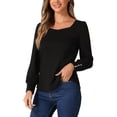 thumbnail image 4 of Camiseta de manga larga INSPIRE CHIC para mujer, escote cuadrado, ajuste holgado, blusas casuales, 4 of 6