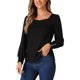 thumbnail image 4 of Camiseta de manga larga INSPIRE CHIC para mujer, escote cuadrado, ajuste holgado, blusas casuales, 4 of 6