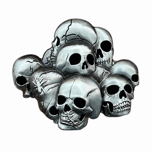 Cinturón con hebilla, diseño de racimo de calaveras, para hombre, en aleación