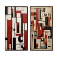 thumbnail image 2 of Designart "Urban Groove Garden Abstract Geometrics X" Modern Geometric Framed Wall Art Set Of 2 - Modern Red Framed Wall Art Set Of 2, 2 of 6