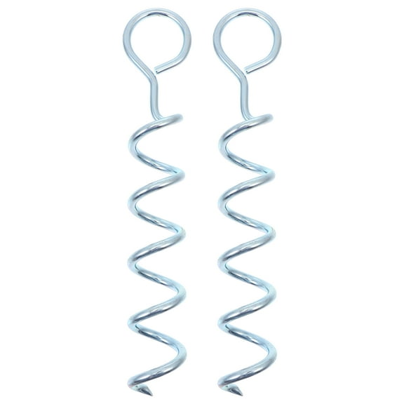 WASHWEPE Outdoor Pet Spiral Stake Iron Silver 2Pcs