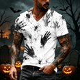 thumbnail image 5 of Summer Shirts for Men Short Sleeve Halloween Spiderweb Print V Neck T Shirts Causal Funny Loose Shirts, 3XL, 5 of 7