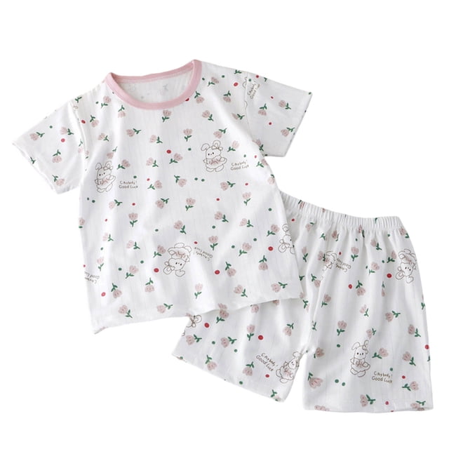 Akiihool Girls Button Down Pajamas Girls Pajamas Set 2 Piece Button Down Soft Ruffle Sleepwear Loungewear (Watermelon Red,3-4 Years)