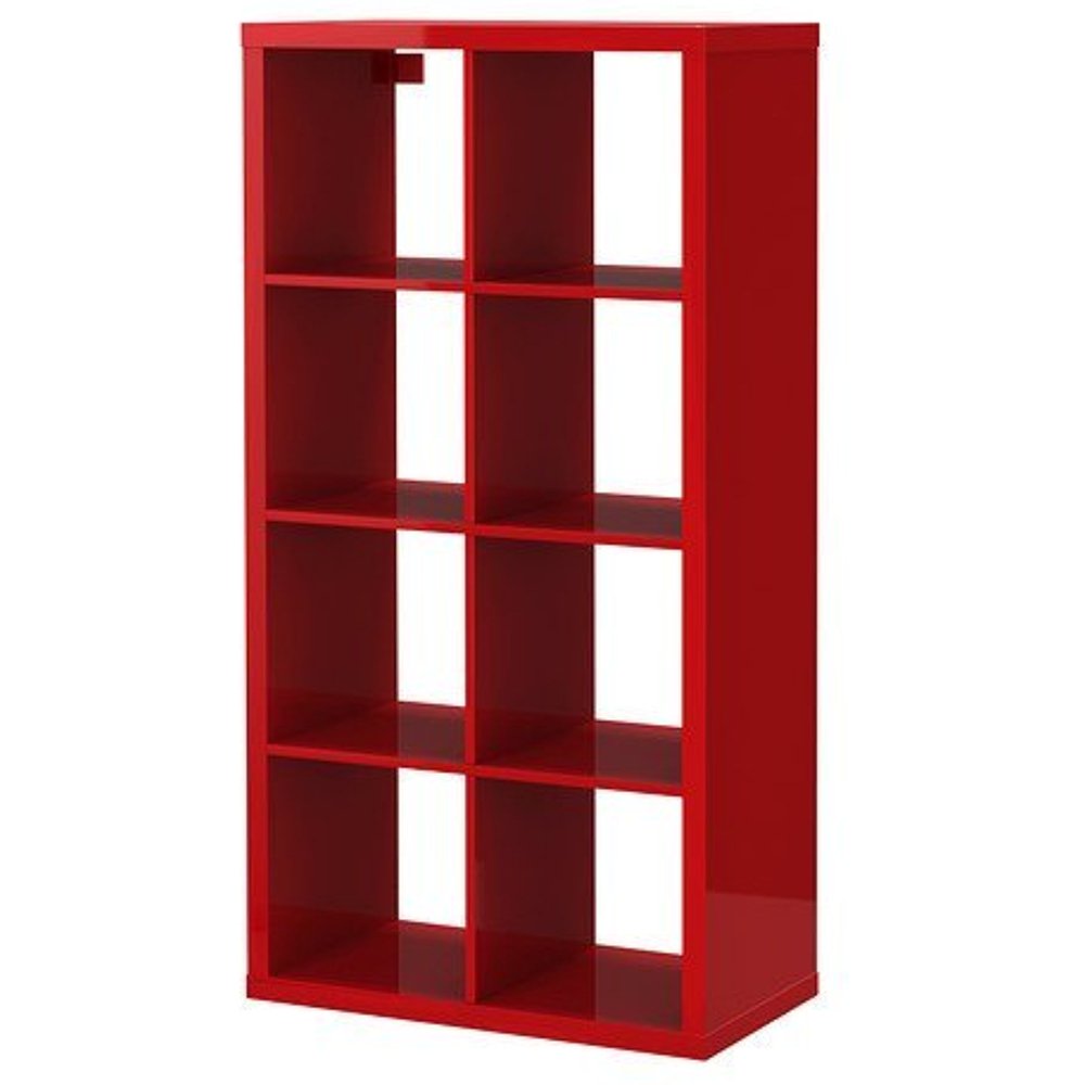 Ikea Kallax Bookcase Shelving Unit Display High Gloss Red Modern Shelf