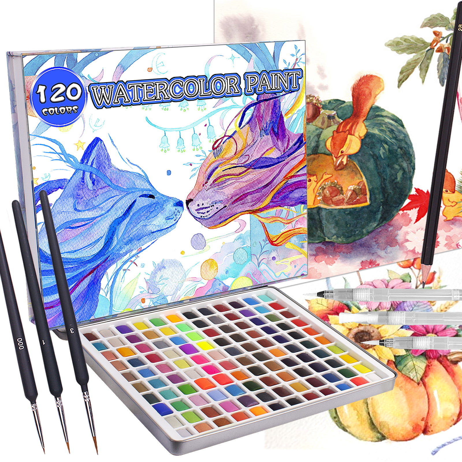  Gunsamg Watercolor Paint Set, 100 Colors Painting with Water  Brush Pens, Professional Watercolor Paint Set for Kids, Adults, Art  Supplies. 54 Premium Colors, 10 Fluorescent Colors, 36 Metallic Colors. :  Toys & Games