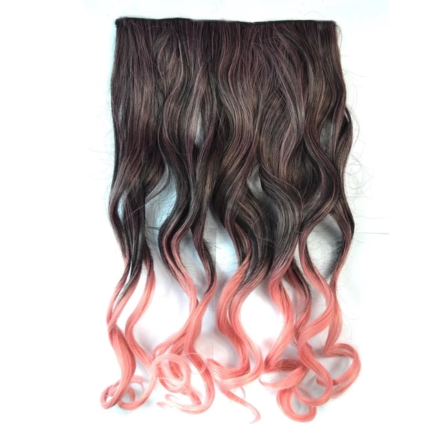 Fiudx Extensión de Cabello con Clip de Colores, Peluca de Fibra Resistente Al Calor, Fácil de Colocar y Quitar, Postizo Largo y Rizado, Accesorio de Moda para Mujer, Diseño Degradado, Versatilidad de