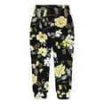 thumbnail image 3 of Hxshgdsn Womens Pants High Waisted Leggings Summer Casual Elastic Waist Floral Print Knee Length Summer Workout Leggings Comfy Cropped Yoga Pants Yoga Capriss Pants,Black,XL, 3 of 3