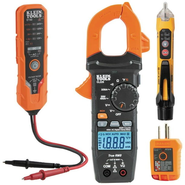 Kit de prueba eléctrica Klein Tools CL220VP con pinza amperimétrica digital