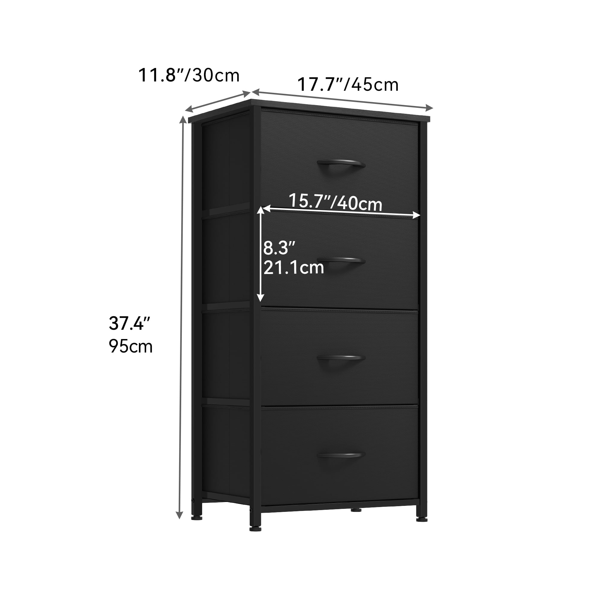 Uforic 4 Storage Dressers with Fabric Dresser Organizer Unit Wide Chest Of Drawers Nightstand Storage Tower for , Black