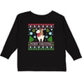 thumbnail image 3 of Inktastic Merry Christmas Sloth and Llama Ugly Sweater Style Boys or Girls Long Sleeve Toddler T-Shirt, 3 of 5
