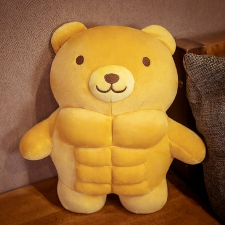 Muscle Abs Bear 30CM/11.8 inches Plush Cuddly Stuffed Animal Toy Figure (Bear，Brown)