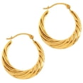 thumbnail image 1 of 14K Yellow Gold Half Moon Swirl Hoop Earrings, Diameter 20mm, 1 of 1