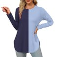 thumbnail image 2 of ChaoHeng Womens Tops Long Sleeve T-Shirt Color Block Casual Blouse for 2024 Fall/Winter Fashion Trendy(Navy,L), 2 of 5