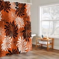 thumbnail image 4 of Orange Black Floral Shower Curtain, Vintage White Black Flower Orange Waterproof Shower Curtain Set with 12 Hooks Lightweight Bath Curtains Fabric Bathroom Decor 36x72 Inches, 4 of 9