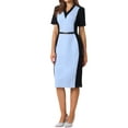 thumbnail image 4 of INSPIRE CHIC Women's Sheath Dress Contrast Color Pencil Dresses, 4 of 5
