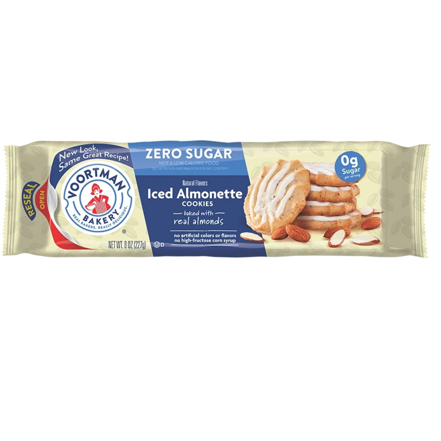 #1 ZERO SUGAR COOKIES - Iced Almonette, Oatmeal (Pack of 4 x 8 Oz Ea) Made With Real Ingredients ... Delicious! Crunchy Cookies