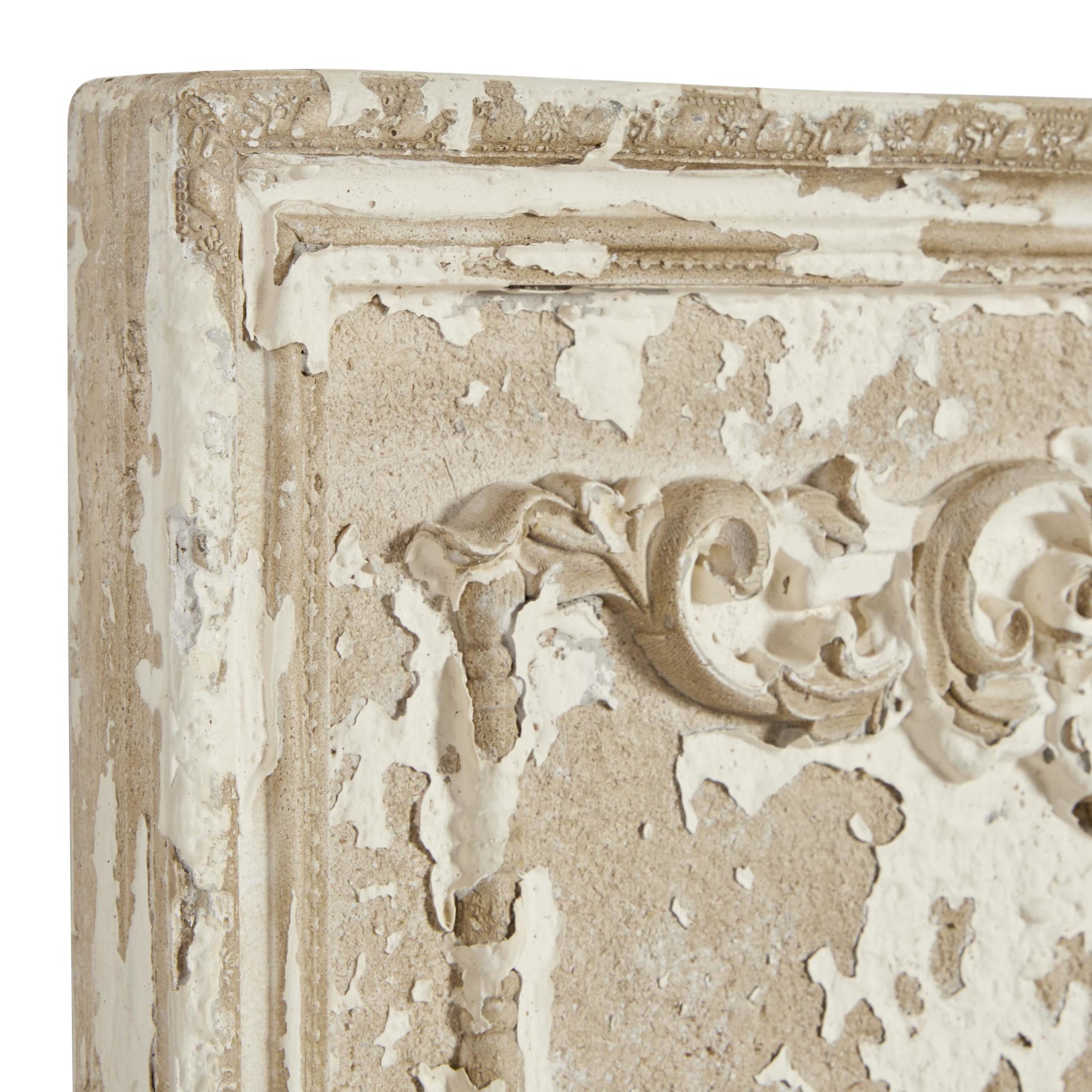 DecMode Beige Fiberclay Ceramic Handmade Carved Arabesque Geometric Wall Decor (2 Count)