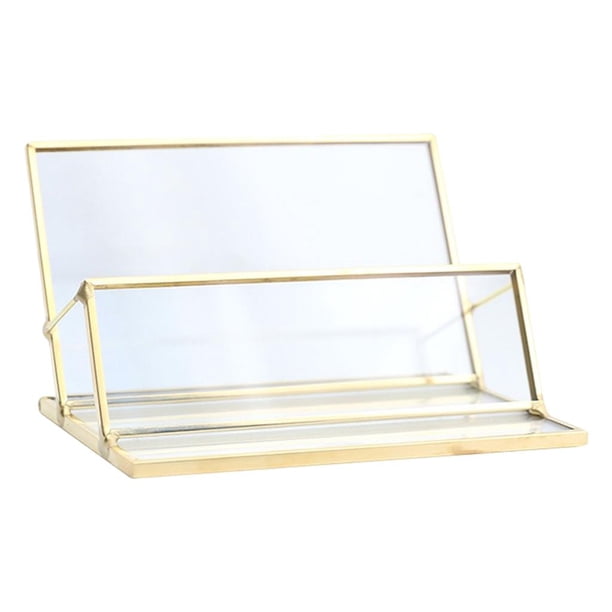 Porta tarjetas de presentación transparente de vidrio, organizador de soporte para tarjetas, expositor de almacenamiento El 11x7x6.5cm