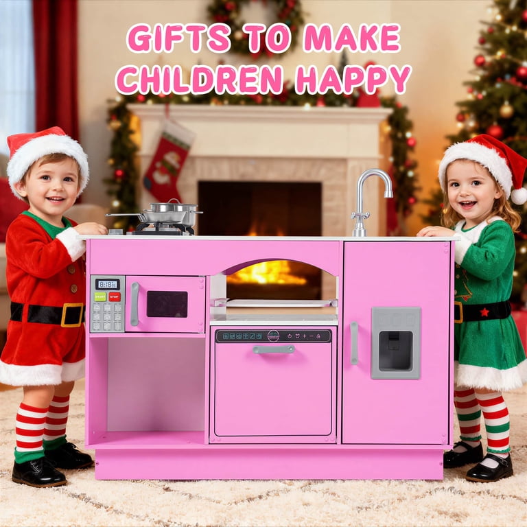 Modern Wooden Play Kitchen Island with Electronic Features photo 8