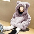 thumbnail image 2 of Coerni Girls Fuzzy Faux Fur Hoodies Cute Bear Ear Full Zip Plush Hood Outerwear Fall Winter Thickened Warm Coat Soft Cozy, 2 of 4