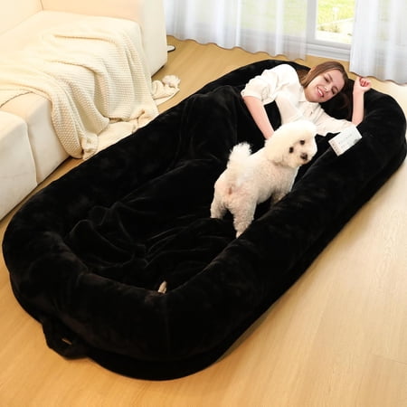 Human Dog Bed for Adults, 71" Long Human Size Dog Bed, Removable Cover, Washable, Waterproof, Orthopedic Design [Black]