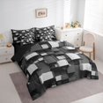 thumbnail image 4 of Homewish Teens Abstract Rectangle Bedding Comforter Set 7pcs, Black Grey Artwork Square King Bedding Sets, Teens Kids Adult Reversible Bed Sheets, Super Cozy Room Decor, 4 of 8