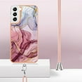 thumbnail image 3 of SaniMore for Samsung Galaxy S23 Plus Case, Marble Pattern 3 in 1 Heavy Duty Shockproof Full Body Hard PC IMD Bumper Crossbody Lanyard Women Girls Shockproof Cover for Galaxy S23 Plus, Rose-Carmine, 3 of 7