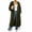 Army Green, variant on Womens Long Cardigan Hoodies Maxi Length Full Zip Side Pockets Drawstring Hem Oversized Outer Coat