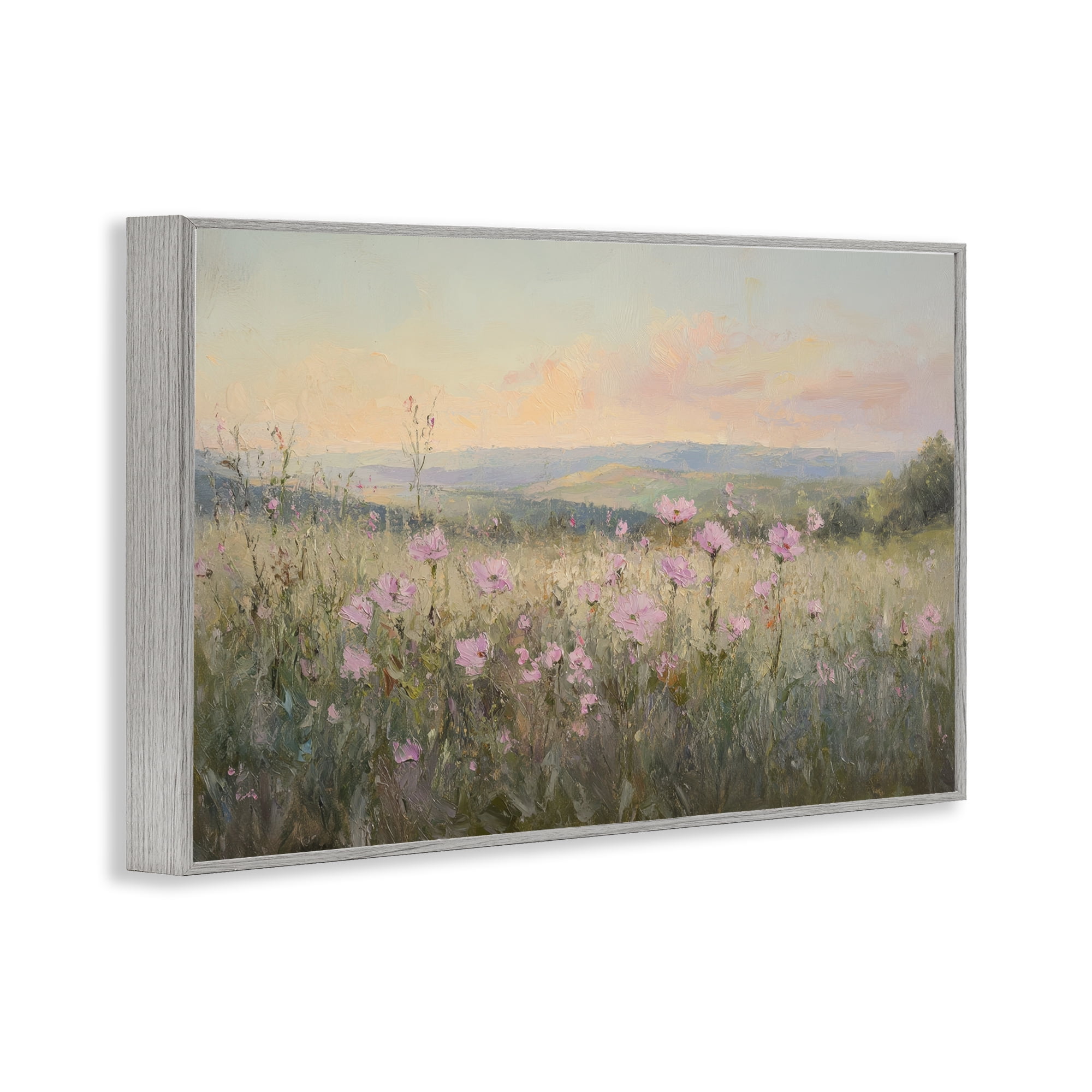 Stupell Industries Tranquil Meadow At Dawn Gray Framed Giclee Art, design by Petal Prints Design