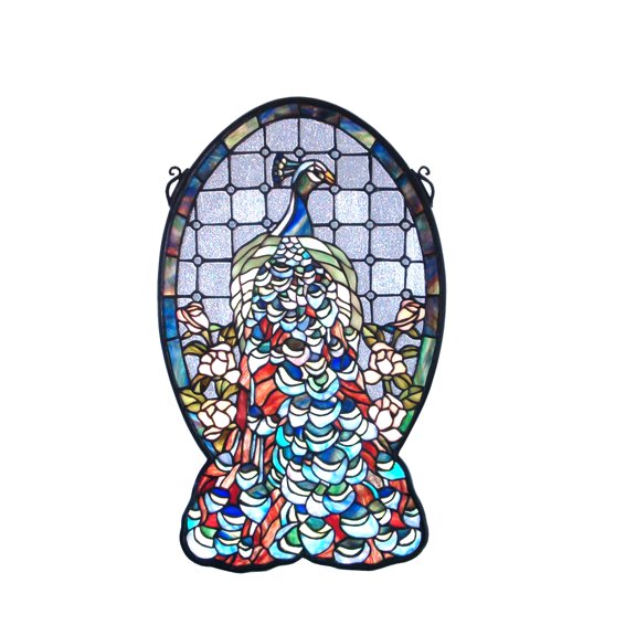 12"W X 19"H Peacock Profile Stained Glass Window