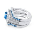 thumbnail image 3 of AFFY Simulated Blue Topaz & White CZ Halo Engagement Bridal Ring Set In 14k White Gold Over Sterling Silver Ring Size-8.5, 3 of 6