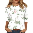 thumbnail image 1 of Pxiakgy T-Shirts de Pâques en Solde pour Femmes, T-Shirts Mode 2025 Décontractés Col Rond Manches 3/4 Amples Mignons T-Shirts Graphiques Drôles Lapin Mignon Pulls Tunique Blouse en Coton, 1 of 5