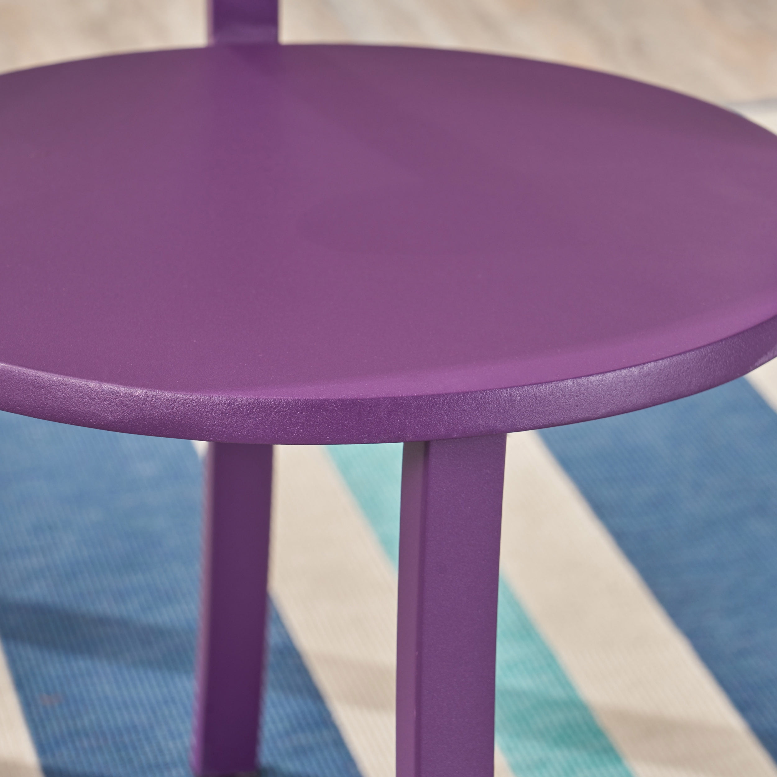Easton Outdoor 3 Piece Iron Bistro Set, Matte Purple