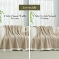 thumbnail image 4 of Chenille Waffle Knit Throw Blanket Reversible Bedding Blanket, 90"x90", Beige, 4 of 7
