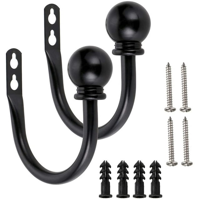 Juego de 2 hebillas de cortina decorativas de metal, lazos de cortina montados en la pared con tornillos para dormitorio, sala de estar, oficina, blanco Zhivalor LT211-1