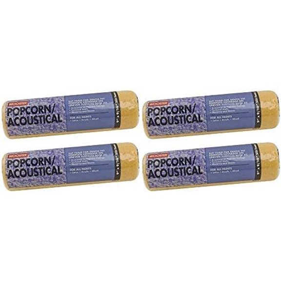 Wooster Brush R234-9 Popcorn Acoustical Roller Cover, 9/16-Inch Nap, 9-Inch Pack of 4