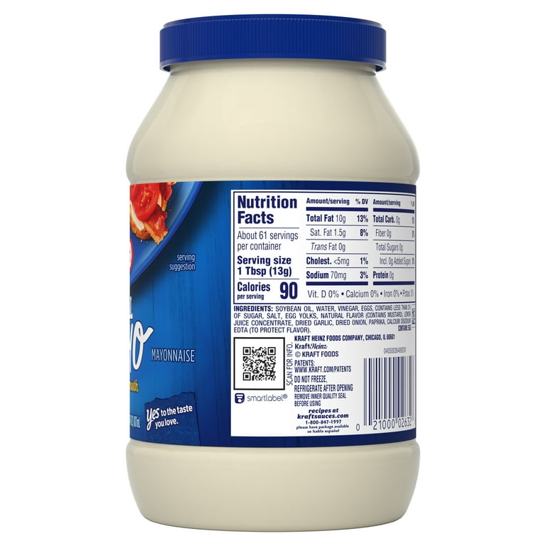 Kraft Real Mayo Creamy Smooth Mayonnaise, Keto Low Carb