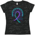 thumbnail image 3 of Inktastic Suicide Prevention Awareness Rainbow Ribbon with Hearts Women's T-Shirt, 3 of 5