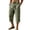 Army Green #1, variant on Men's Capris Breathable Textured Linen Cropped Trousers Drawstring Elastic Waist Stitched Ribbed Hem Mid-Calf Casual Pants White M